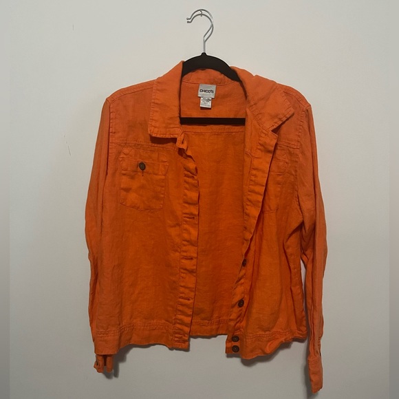 Chicos Orange Button Up - Picture 2 of 3